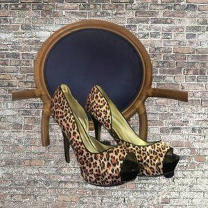 Bakers Justine Cheetah Print Peep Toe Heels